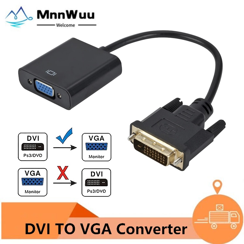 MnnWuu-Ǯ HD DVI VGA , 1080P DVI Male 24 + 1 -VGA Female  ̺, HDTV PC ÷ DVI-VGA 